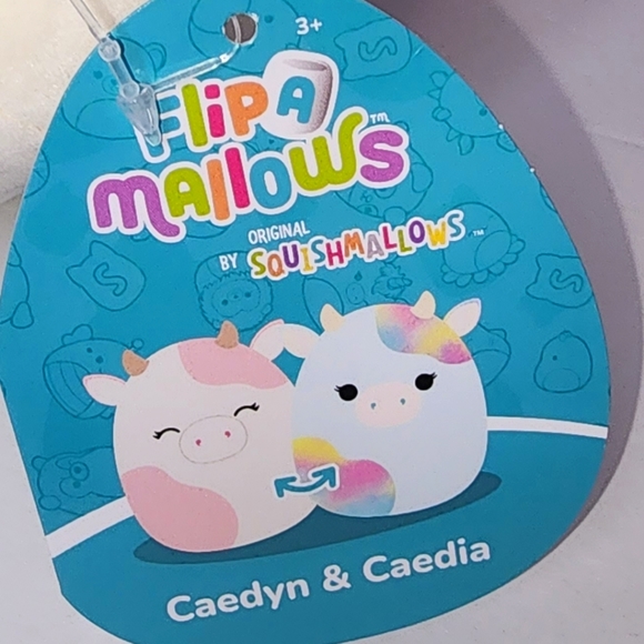 CAEDYN 🔄 CAEDIA 🐄 Blue Tie Dye & Pink Cow FlipAMallow Original Squishmallow - Picture 6 of 7